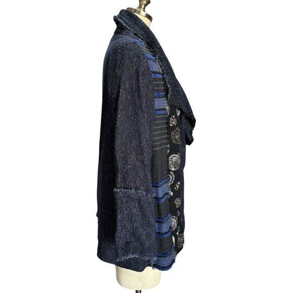 Catherine Bacon Piecework Tweed Jacket Blazer Size L* Sequin Raw Edge Artwear - Picture 7 of 14